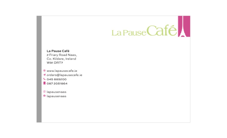 La Pause Cafe compliments slip