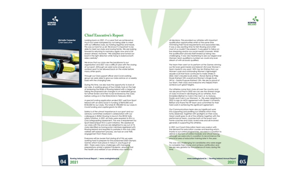 Rowing Ireland Annual report internal pages